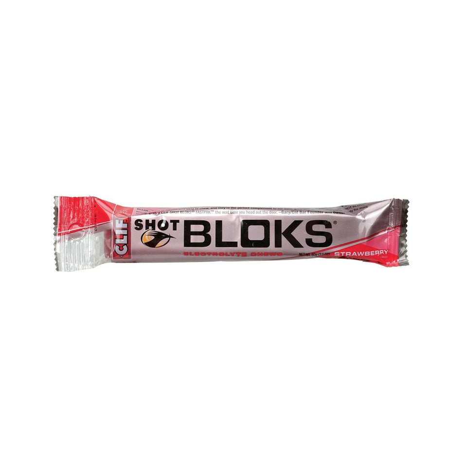 Front view of clif bar shot bloks - strawberry (7074324185250)